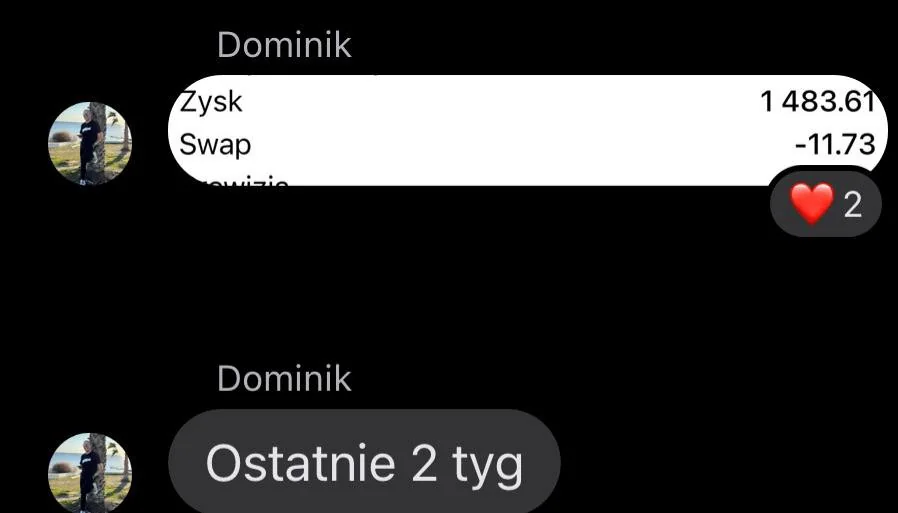 Wiadomość uczestnika dotycząca wyniku z ostatnich dwóch tygodni