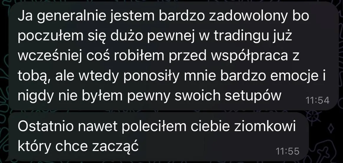 Opinia uczestnika o większej pewności w tradingu