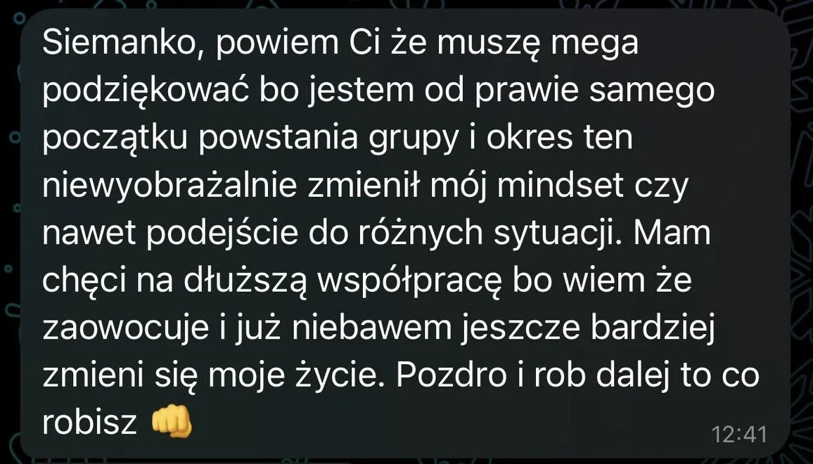Opinia uczestnika o zmianie podejścia i mindsetu